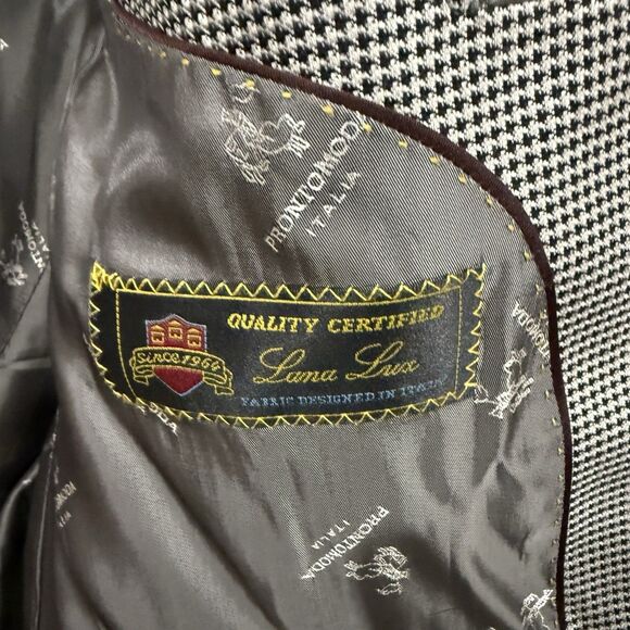 Pronto Moda Men Wool Cashmere Lana Lux Sports Coat Sz 44R Black Grey - Picture 7 of 12